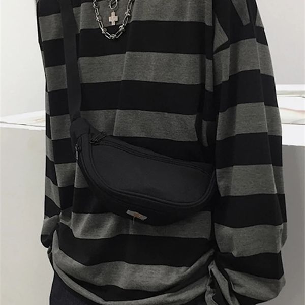 

autumn striped tshirt long sleeve oversize gothic teen couple casual women shirt fashion harajuku loose streetwear 220815, White
