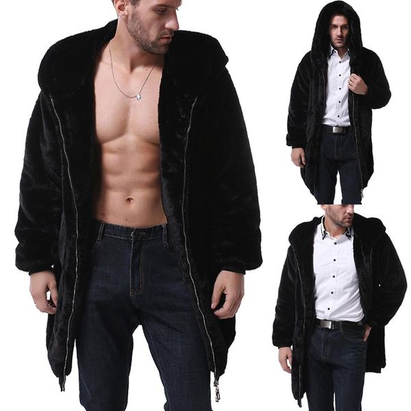 

winter male fur overcoat mens fur coats with hood parka oversized men overcoat warm faux jacket men outwear cardigan225k, Black;brown