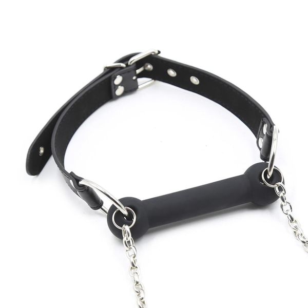 

womens g-strings mouth gag ballleash chain attachedleather dog pet bone harness stick restraintbdsm bondage toys cosplay products delay ejac, Black;white