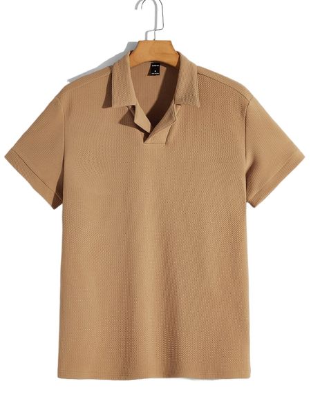 

men solid lapel collar polo shirt 55nb#, White;black