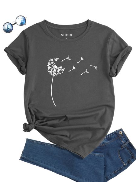 

dandelion print round neck tee g2tn#, White