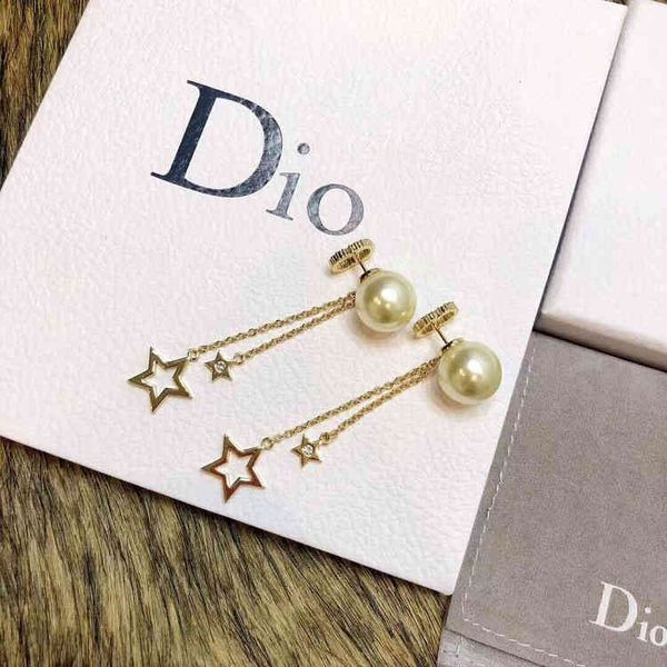 

women's fashion personality trend new brand earrings wholesale family di tassel temperament net red five-star female, Silver