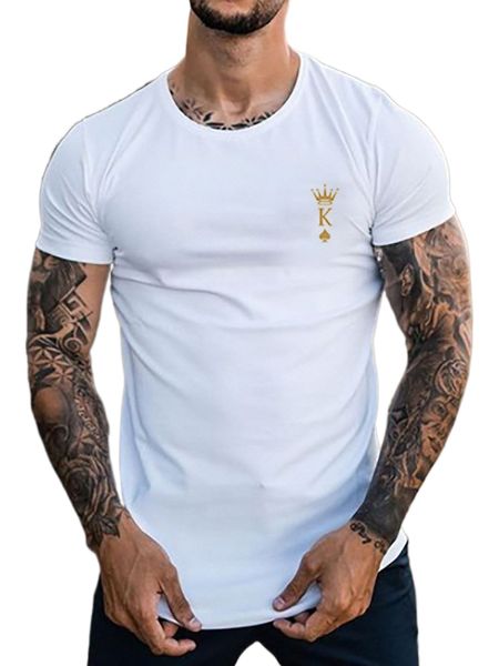 

men crown & playing card print tee q0cs#, White;black