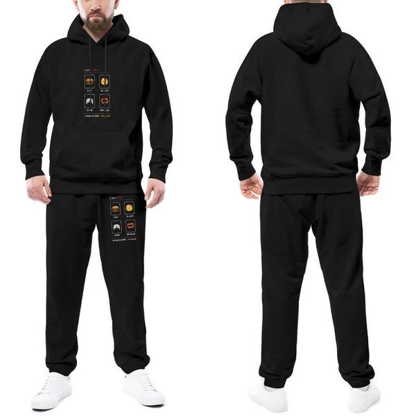 

men's tracksuits summoners war mens tracksuit set eat sleep game repeat fashion sweatsuits fishingsweatpants and hoodie men, Gray