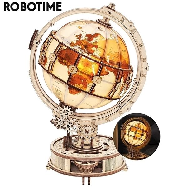 Robotime Rokr Luminous Globe LED-Licht Verkauf 180PCS Modell Baustein Kits Spielzeug Geschenk für Kinder Erwachsene 3D Holzpuzzle 220715