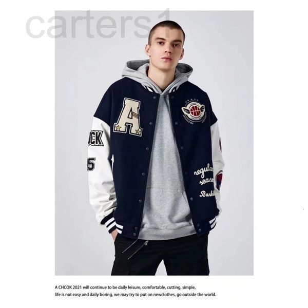 

women's jackets designer autumn and winter new embroidered baseball suit men's women's thick flocking american versatile coup, Black;brown