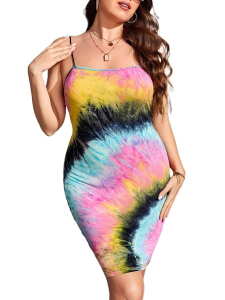 

plus tie dye cami bodycon dress i8yn#, Black