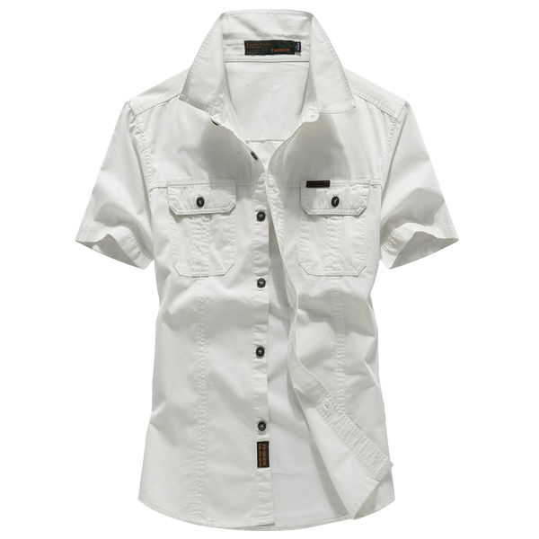 

men's casual shirts male summer short sleeve shirt cotton cargo men's shirtsmen's, White;black
