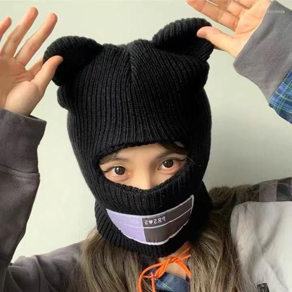 Boinas máscara de esqui de mouse chapéus de malha quente balaclava lã artificial winter grisões adultos bonnet homens e mulheres espessos maskberets chur22