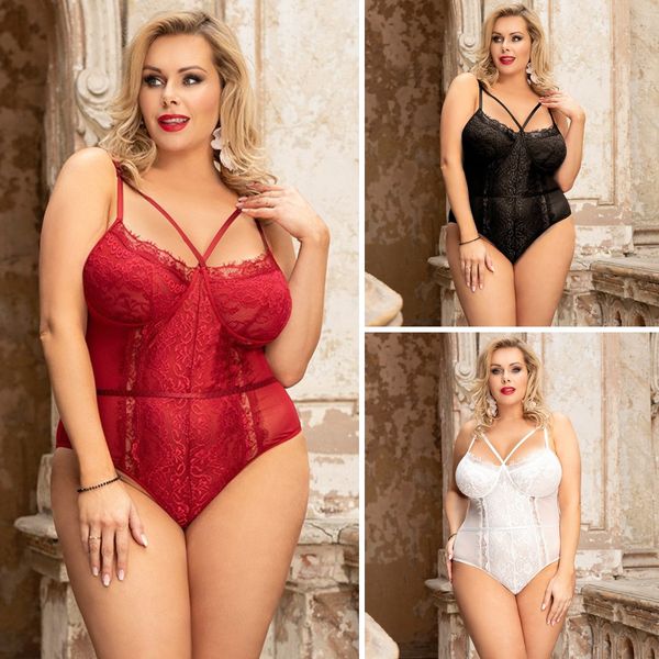 

in stock 5xl plus size lingerie designer women underwear lacelace sling crotch snap sweatshirt sleepwear nightwear bodysuit, Black;white