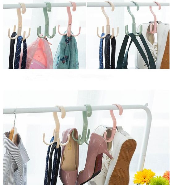 Platzsparende drehbare Kleiderbügelhaken für Kleiderschrank, Kleiderständer, Kleiderbügel, Organizer, Tasche, Schuhe, Gürtel, Schal, Hängeregale, Schrankaufhänger