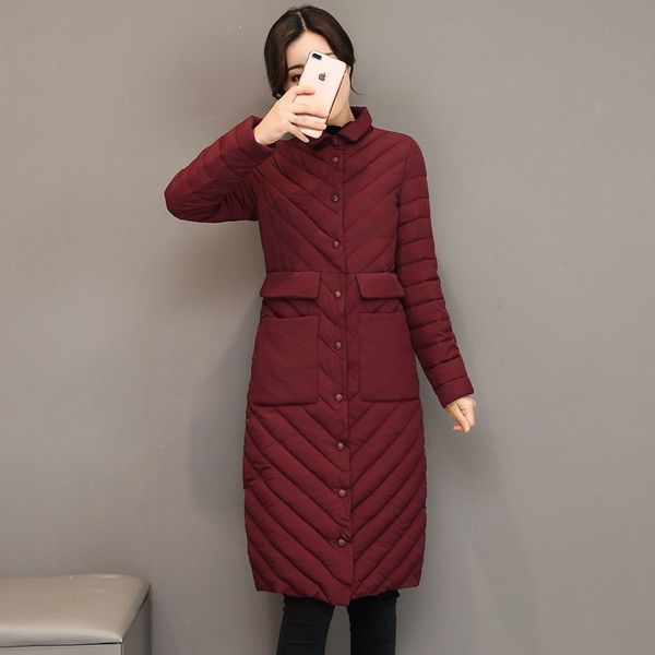 

winter jacket female light parka coat long hoodie down cotton jacket plus size 3xl long thick parkas autumn coat jacket women 201027, Black