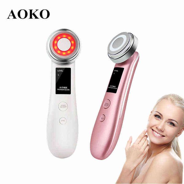 Máquina de beleza de beleza AOKO EMS Máquina de beleza LED LED Photon Ion Care Skin Care Deep Clean Face Lifting Fechar Ferramenta 220512