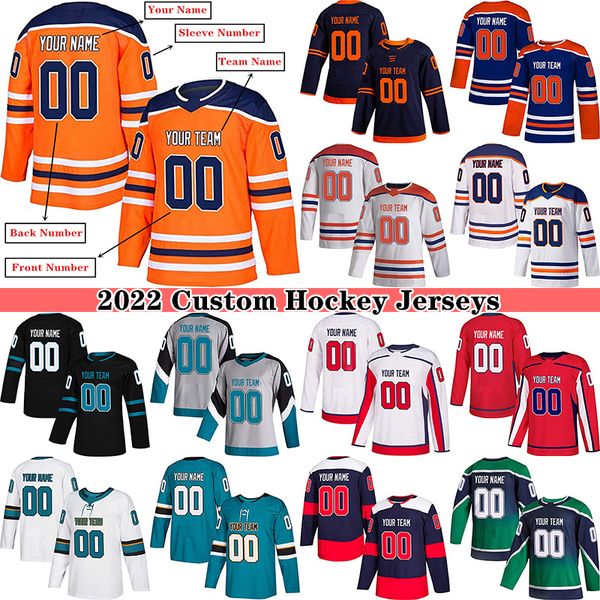 

2022 custom ice hockey jersey for men women youth s-5xl embroidered name & numbers - design your own hockey jerseys, Black;red