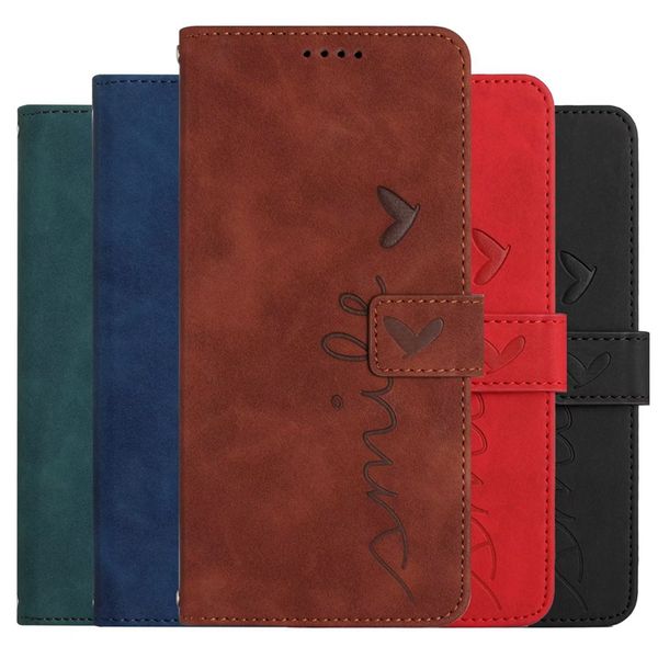 

fashion heart love smile leather wallet cases for iphone 14 pro max 13 12 11 xr x xs 6 7 8 cash id credit card holder kickstand flip cover s