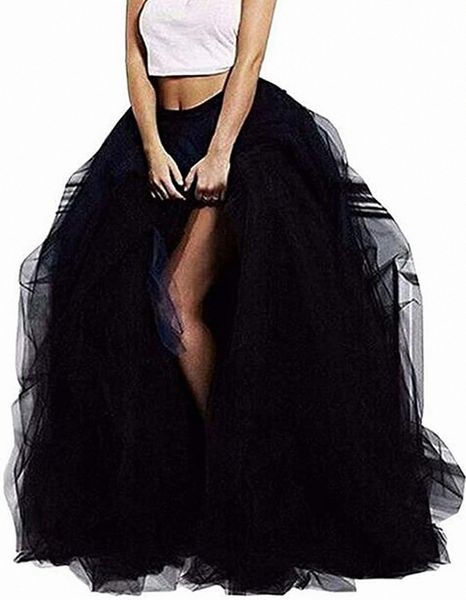 

wedding planning long maxi tulle special occasion bustle night out skirt b9jj#, Black;gray