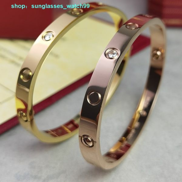 Love bangle série diamante ouro real 18 K nunca desbota tamanho 16-20 com caixa de contador certificado réplica oficial de alta qualidade marca de luxo pulseira de casal de presente requintado