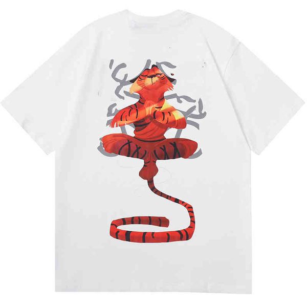 

men's t-shirts luxury spring summer short sleeved t-shirt tiger pattern casual loose original quality, White;black