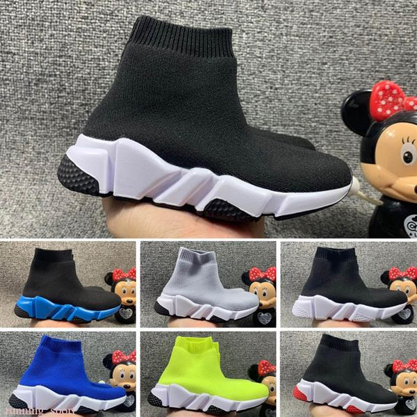 

2020 whole sell childrens kid sock shoes vetements crew sock runner trainers shoes kids shoes hight sneakers boot eur 24-3258f, Black