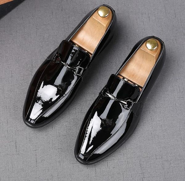 

mens loafers dress office business shoes leather pointed shoes men formal leather slip-on mens shoes size: eu39-44, Black