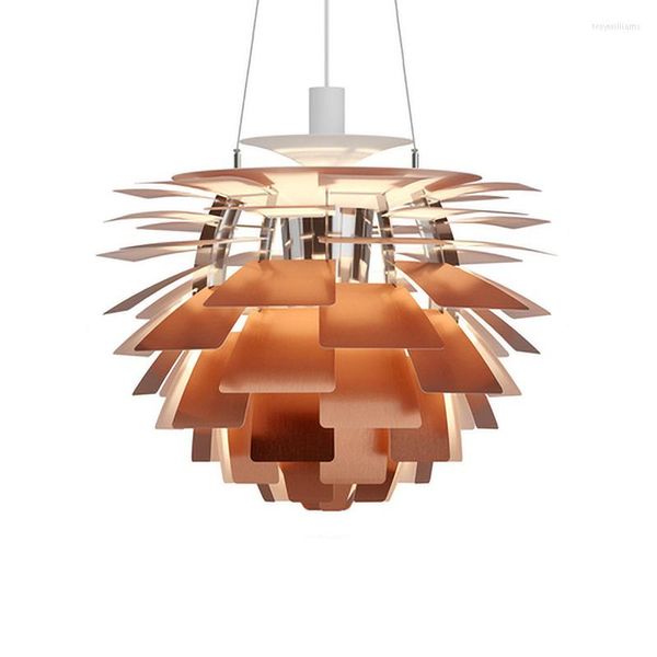 Подвесные лампы Современная столовая люстр домашний декор сосновой конус светодиодные светильники медные светильники