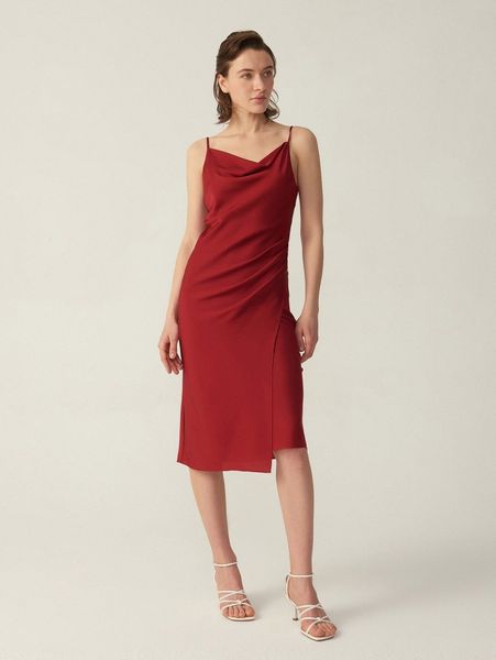 

motf premium silk grade 6a 19mm draped slip dress d9wn#, Black;gray