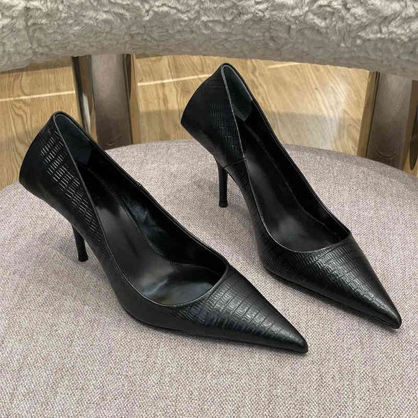 

dress shoes genuine leather women pumps high heel wedding pointed toe designer luxury bling party size35-41, Black