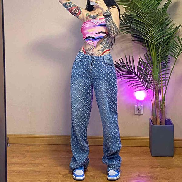 

women's pants & capris spring and autumn jeans with holes straight tube women's casual pants 5cow, Black;white