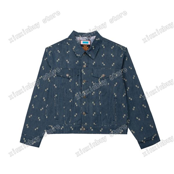 

22ss men women designers jackets denim jacquard letter tie dye cloth fabric man fashion streetwear blue black s-xl, Black;brown