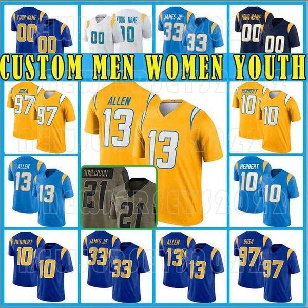 

10 Justin Herbert Custom 13 Keenan Allen Austin Ekeler Men Football 97 Joey Bosa Charger Jerseys 21 LaDainian Tomlinson Asante Samuel Jr, Custom men(shandian)
