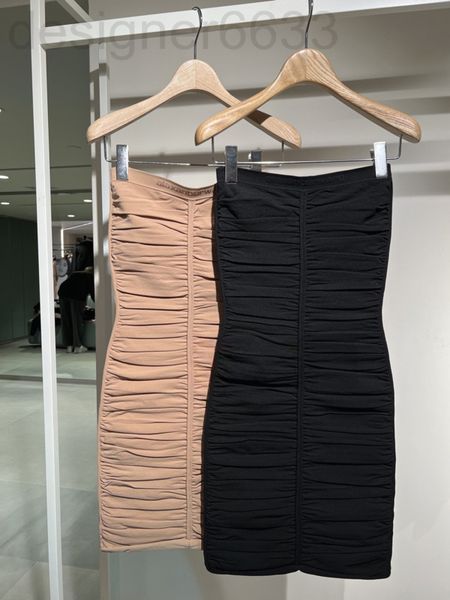 

casual dresses designer aw king wrap chest dress spring and summer wrinkle stitching sleeveless hip wrap short skirt women's fashion 80, Black;gray