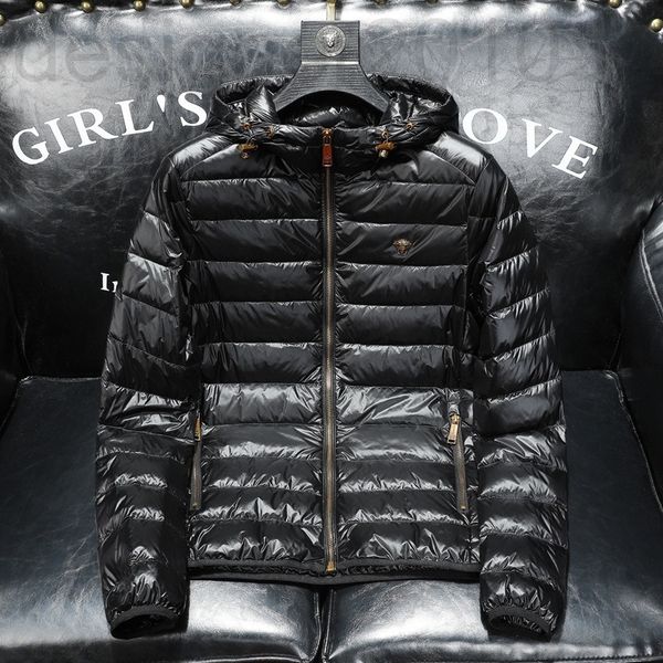 

men's down & parkas designer 2021 winter new korean men's fashion casual white duck down hooded lightweight jacket, Black