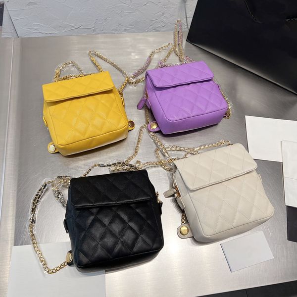 

fashion women's backpack luxury mini rhombus pattern soft pu material metal double chain shoulder strap wallet 18x17cm xb50049