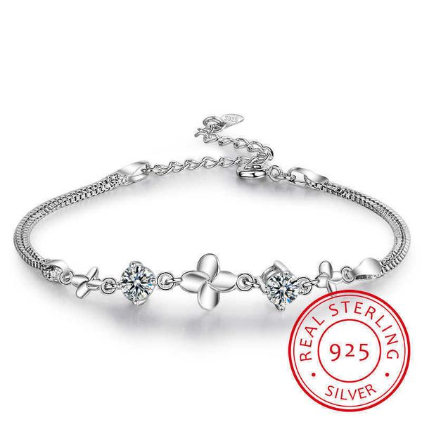 

women's crystal clover bracelet, fashion accessories, 925 silver women, valentine's day gift, Golden;silver