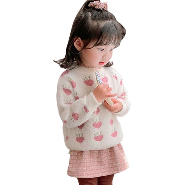 Kleinkind Baby Mädchen Pullover Herz Muster Mädchen Sweatshirts Casual Stil Pullover Für Kinder Herbst Winter Kleidung Mädchen 210412