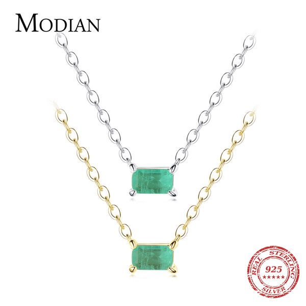 

modian 925 sterling silver green tourmaline necklace pendant for women fashion bijoux wedding statement jewelry gifts 220722