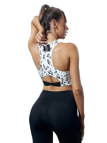 

cut out pocket back graphic print sports bra p63h#, Gray