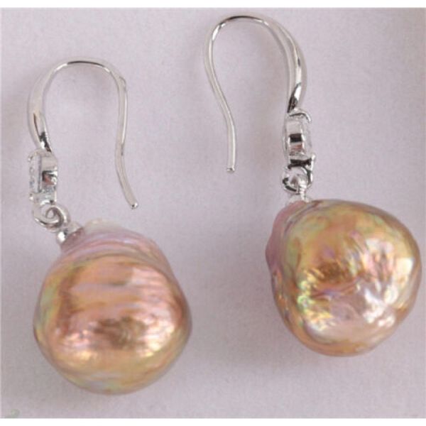

11-13mm natural purple baroque pearl stud earrings 925 silver hook