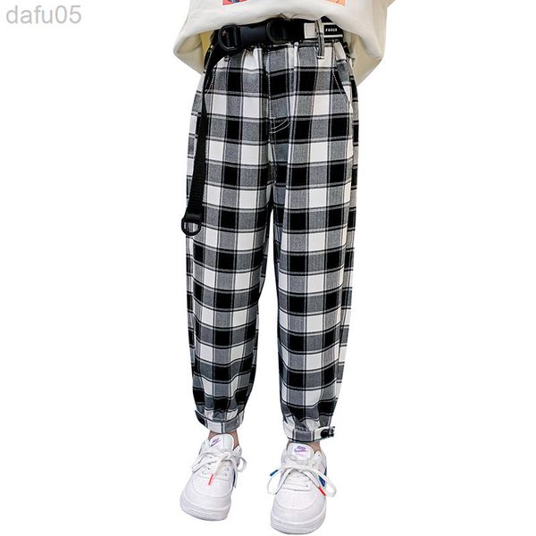 

girls causal pants fashion grid pattern design children sports pants for teenage girl 4 6 8 10 12 14 year clothing lc075 l220808, Blue