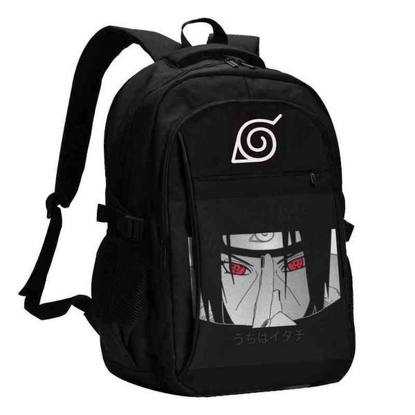 

anime itachi mangekyou sharingan backpack men women school bags teenage usb charging lapknapsack sport aa220316