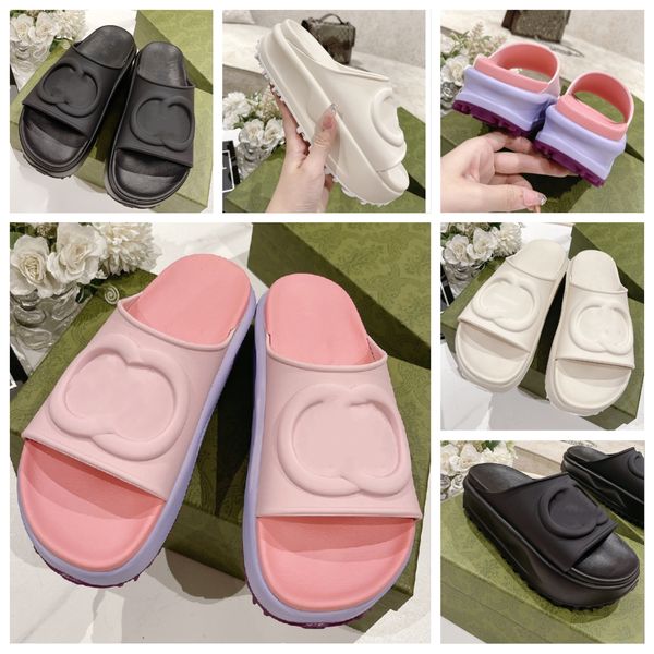 

designer european slippers woman size 35-40 thick bottom flat slides tpu & eva pillow comfort lady sandals bubble shoes high heel slippers, Black