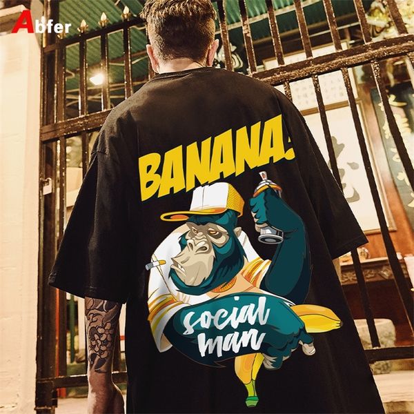 

abfer hip hop t shirt men cartoon tshirt chimpanzee oversized t-shirts harajuku streetwear summer short sleeve tees 220512, White;black