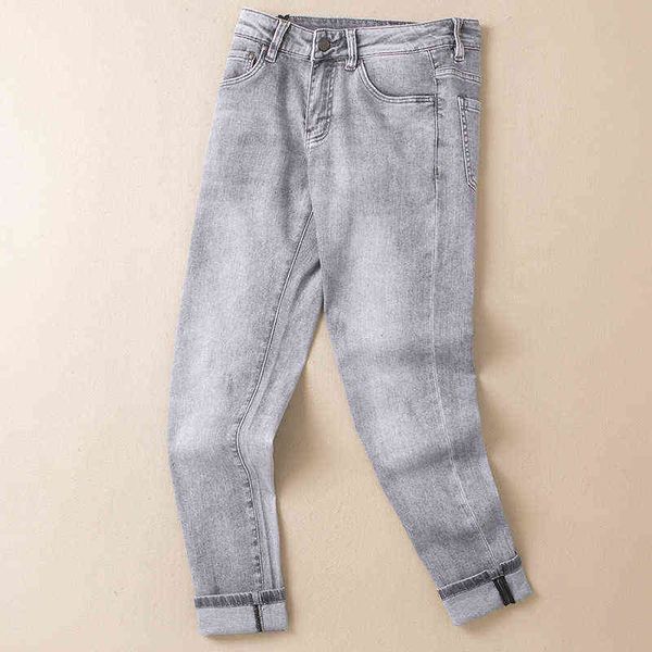 

summer 2022 men's blue medium waist micro elastic thin small straight jeanszw51
