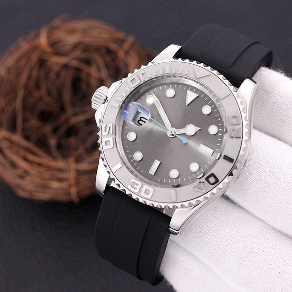 

automatic men's watch 40mm black dial designer sapphire glass classic folding strap luminous swim es montre de luxe, Slivery;brown