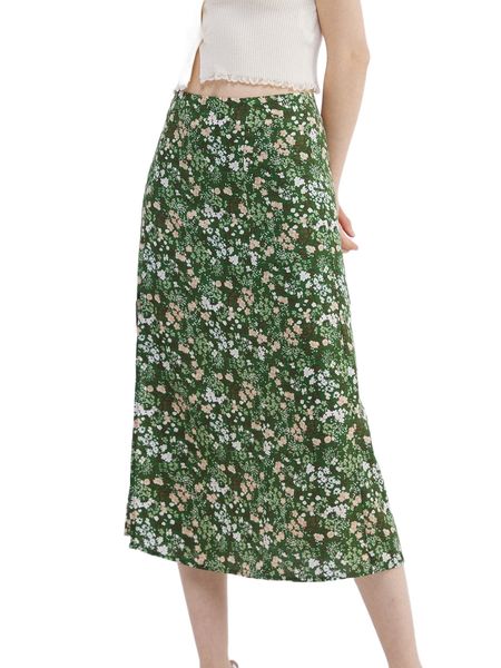 

high waist ditsy floral slit skirt 86ea#, Black