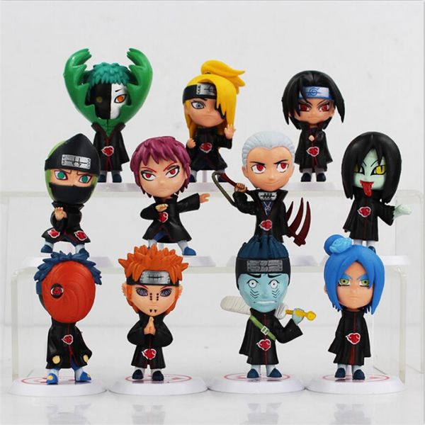 

japanese anime naruto akatsuki pvc figure collectable model toys doll 6.5cm 11pcs/set gifts for birthday xmas 2612