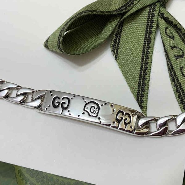 

2023 designer new fashion jewelry gujia interlocking double skull elf s925 silver personalized fashion used couple bracelet, Black