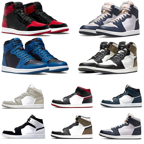 

patent bred jumpman basketball shoes 1s 1 heritage diamond rebellionaire pollen dark mocha armory navy unc trainers womens mens sport sneake
