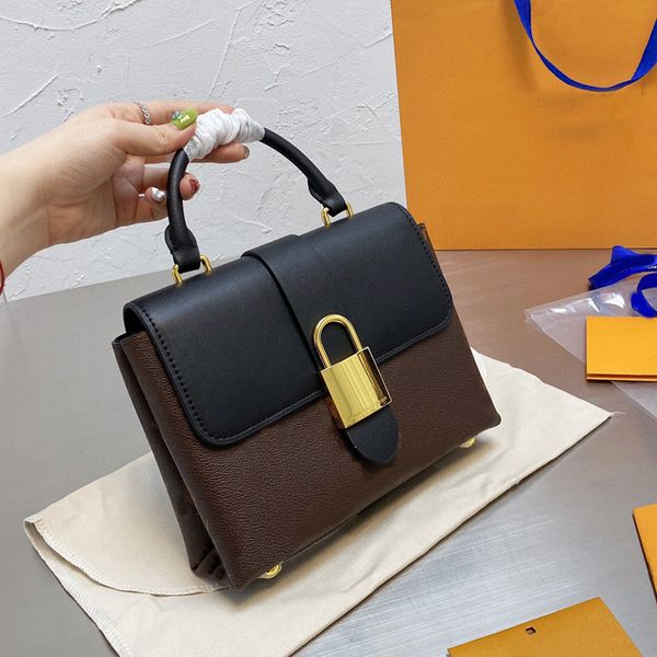 

shoulder bag locky handbag purse leather cross body bags patchwork color l letter adjustable strap golden lock hardware handbags