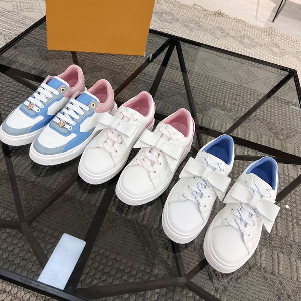 

luxury designer couple skateboard shoes leather with bowknot low cut running shoe men women outdoor casual sports trainers, Black